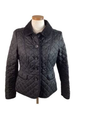 Boden Black Quilted Button Front Jacket Size 8